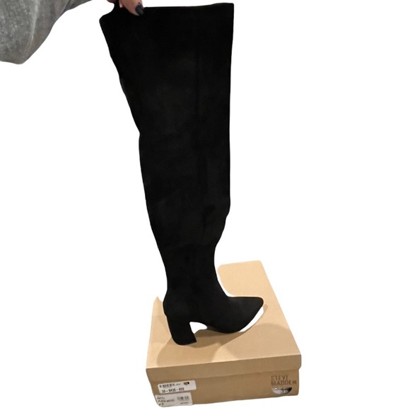 NEW IN BOX! Steve Madden Black Faux Suede Over The Knee Nifty Heeled Boo… - Picture 10 of 16